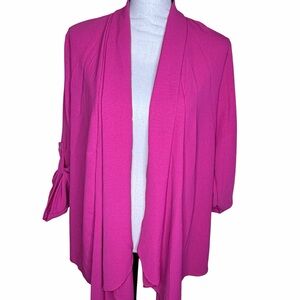 Moda Open-Front Hot Pink Draped Cardigan